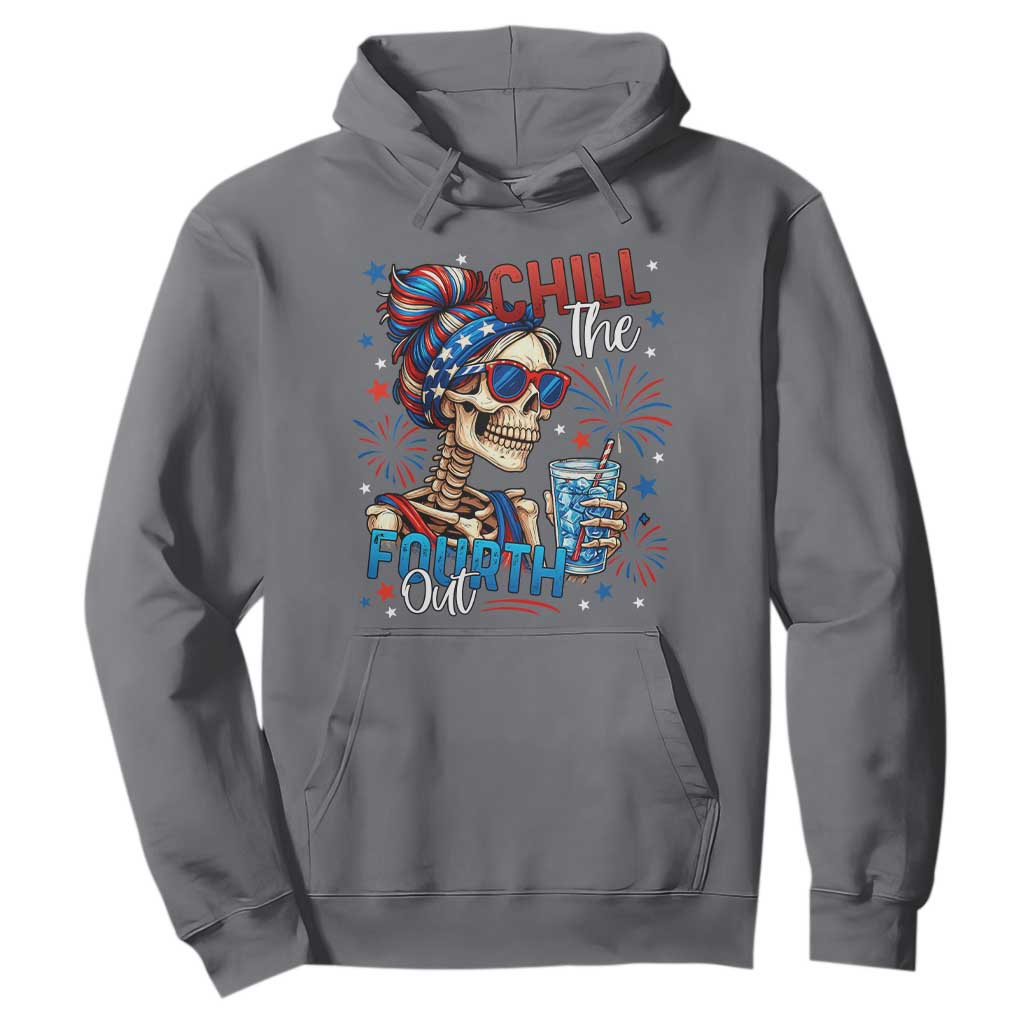 Chill the Fourth Out Skeleton Hoodie Funny Patriotic 4th of July Fireworks Party TS02 Charcoal Print Your Wear