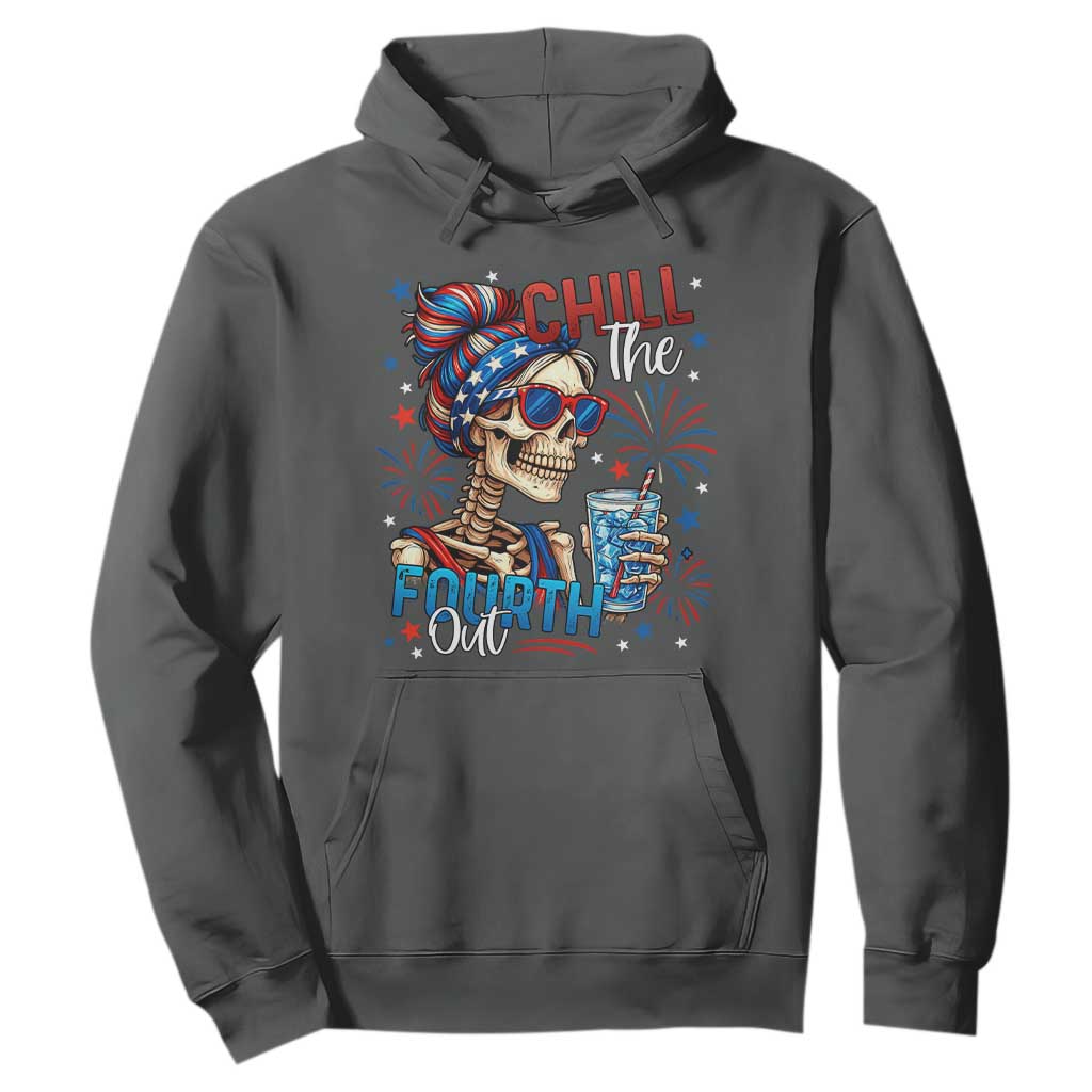 Chill the Fourth Out Skeleton Hoodie Funny Patriotic 4th of July Fireworks Party TS02 Dark Heather Print Your Wear