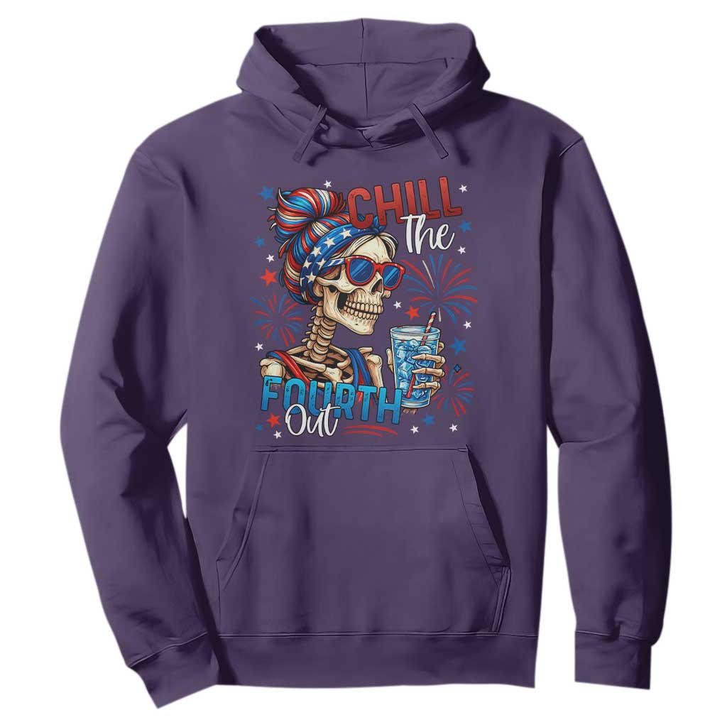 Chill the Fourth Out Skeleton Hoodie Funny Patriotic 4th of July Fireworks Party TS02 Purple Print Your Wear