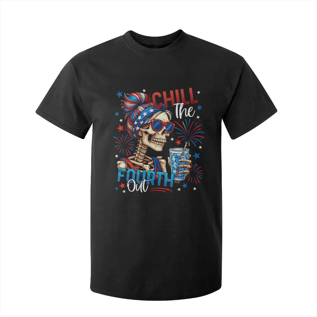 Chill the Fourth Out Skeleton T Shirt For Kid Funny Patriotic 4th of July Fireworks Party TS02 Black Print Your Wear
