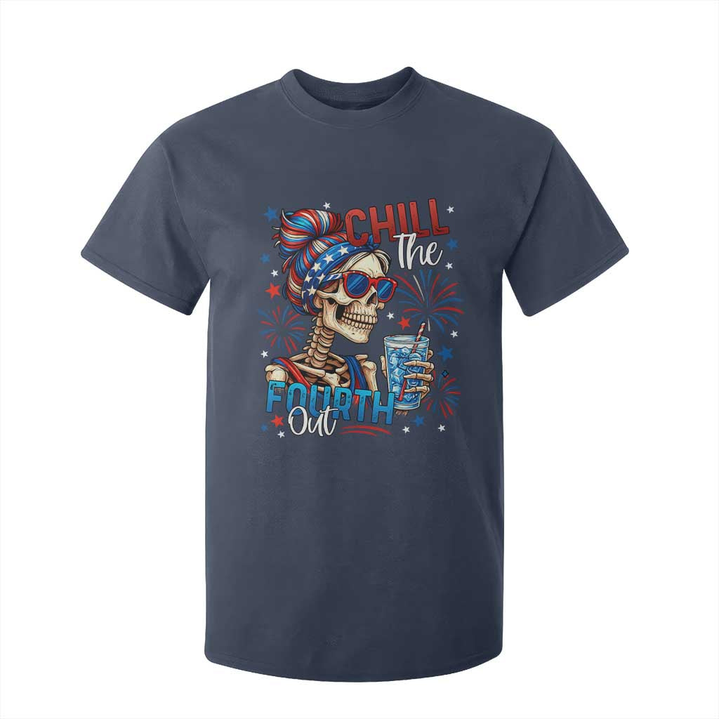 Chill the Fourth Out Skeleton T Shirt For Kid Funny Patriotic 4th of July Fireworks Party TS02 Navy Print Your Wear