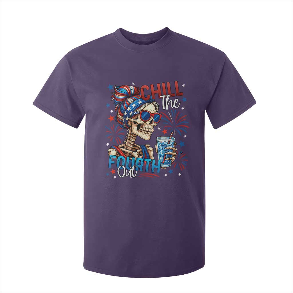 Chill the Fourth Out Skeleton T Shirt For Kid Funny Patriotic 4th of July Fireworks Party TS02 Purple Print Your Wear