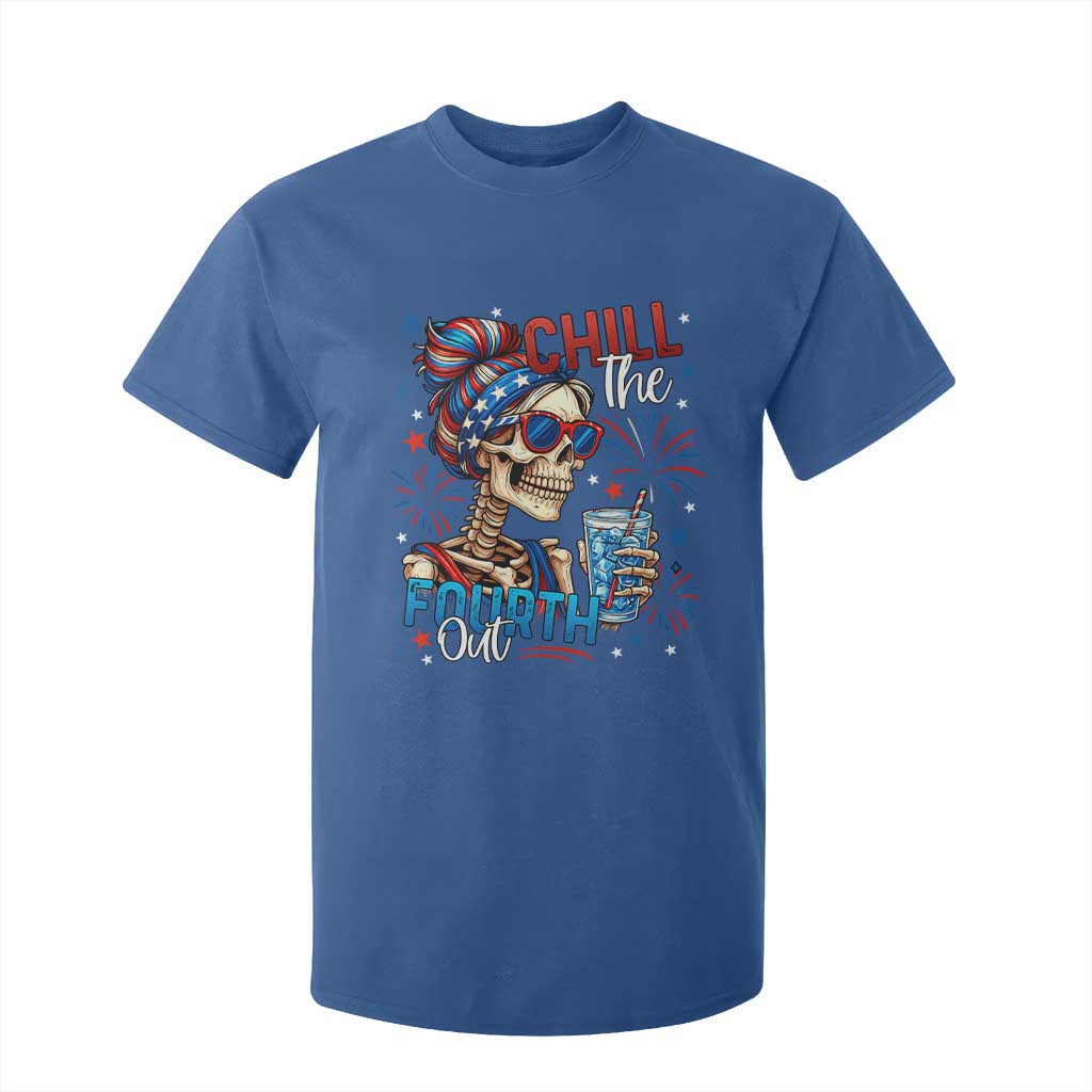 Chill the Fourth Out Skeleton T Shirt For Kid Funny Patriotic 4th of July Fireworks Party TS02 Royal Blue Print Your Wear