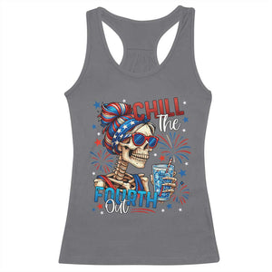 Chill the Fourth Out Skeleton Racerback Tank Top Funny Patriotic 4th of July Fireworks Party TS02 Charcoal Print Your Wear