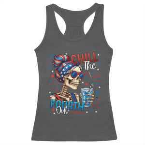 Chill the Fourth Out Skeleton Racerback Tank Top Funny Patriotic 4th of July Fireworks Party TS02 Dark Heather Print Your Wear