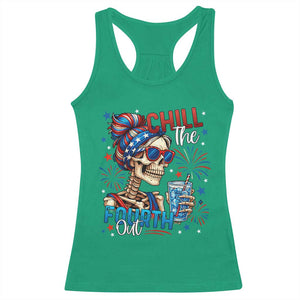 Chill the Fourth Out Skeleton Racerback Tank Top Funny Patriotic 4th of July Fireworks Party TS02 Irish Green Print Your Wear