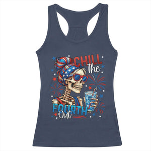 Chill the Fourth Out Skeleton Racerback Tank Top Funny Patriotic 4th of July Fireworks Party TS02 Navy Print Your Wear