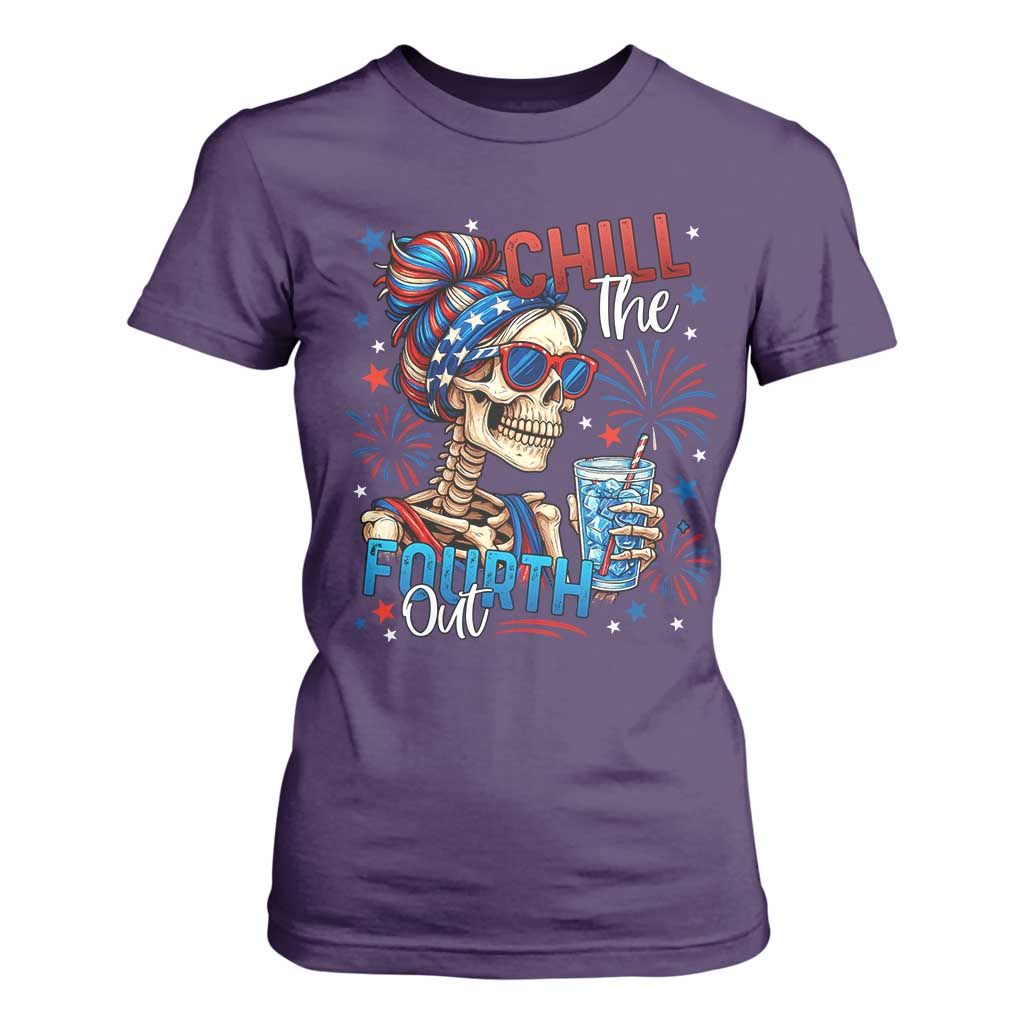 Chill the Fourth Out Skeleton T Shirt For Women Funny Patriotic 4th of July Fireworks Party TS02 Purple Print Your Wear