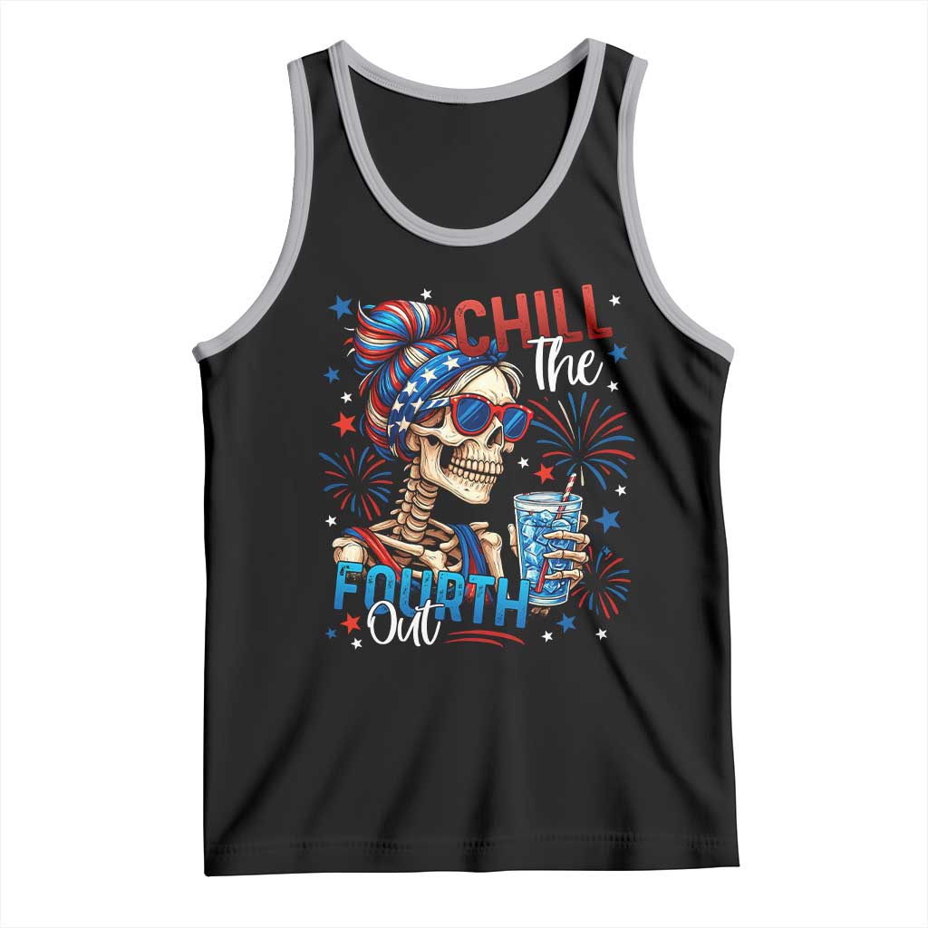 Chill the Fourth Out Skeleton Tank Top Funny Patriotic 4th of July Fireworks Party TS02 Black Athletic Heather Print Your Wear