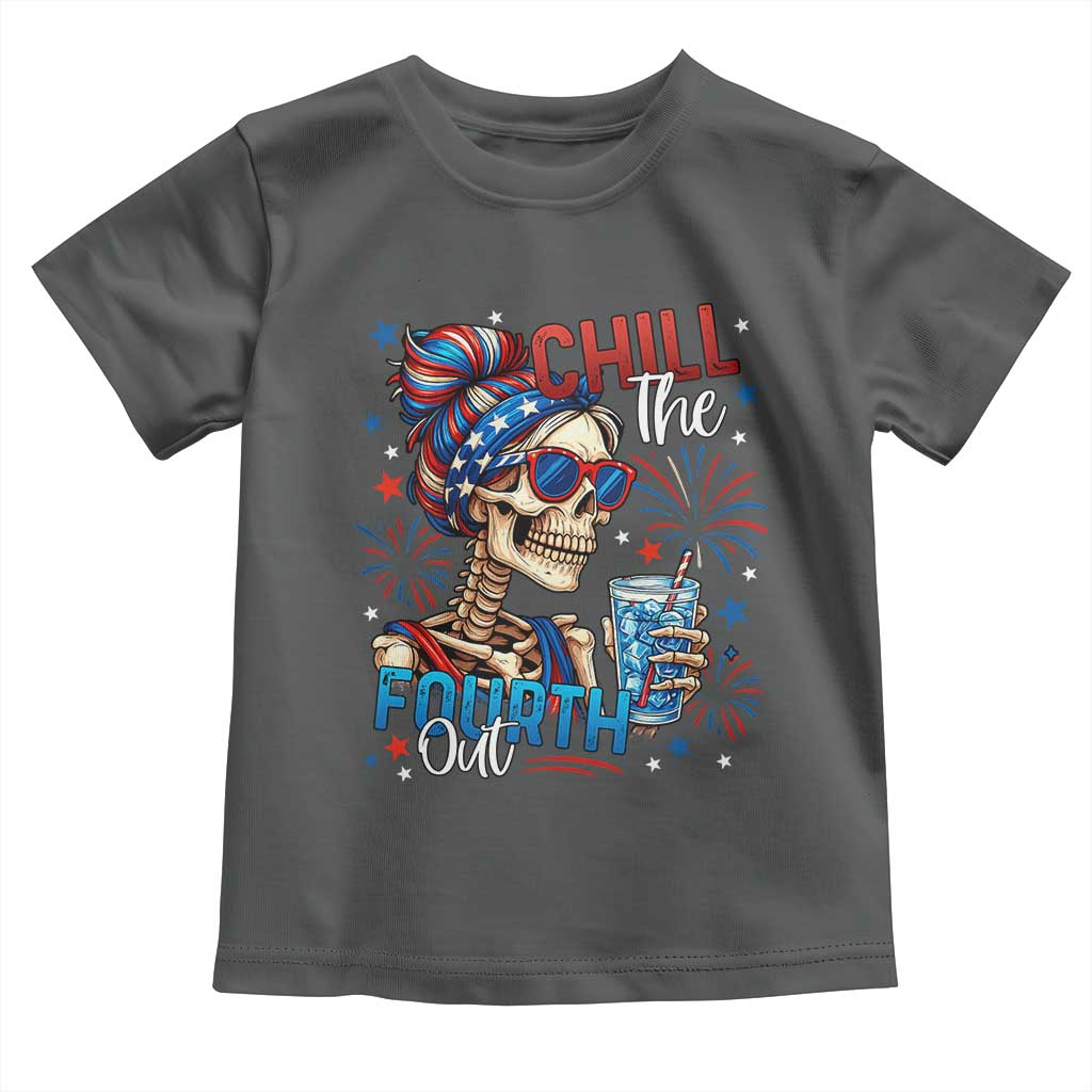 Chill the Fourth Out Skeleton Toddler T Shirt Funny Patriotic 4th of July Fireworks Party TS02 Dark Heather Print Your Wear