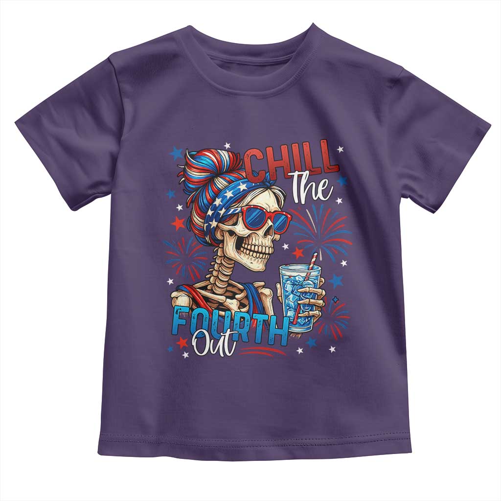 Chill the Fourth Out Skeleton Toddler T Shirt Funny Patriotic 4th of July Fireworks Party TS02 Purple Print Your Wear