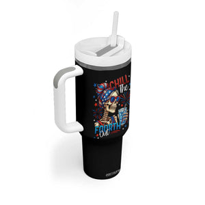 Chill the Fourth Out Skeleton Tumbler With Handle Funny Patriotic 4th of July Fireworks Party TS02 Print Your Wear
