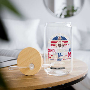 Red White and Livin Happy 4th of July Patriotic Glass Can Funny Retro Movie Quote You Gotta Keep On Living Man TS02 Print Your Wear