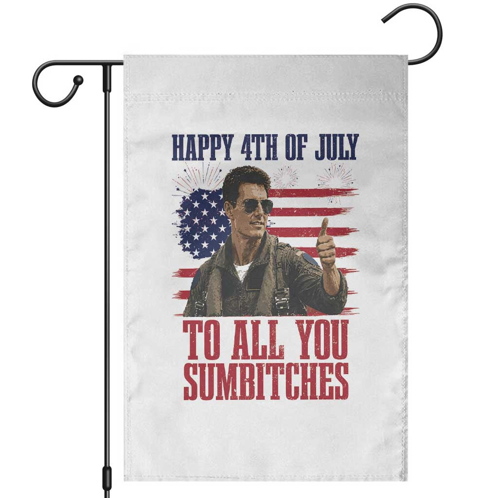 Happy 4th of July To All You Sumbitches Patriotic Graphic Garden Flag Funny Fighter Pilot Retro Action Movie Humor Inspo TS02 White Print Your Wear