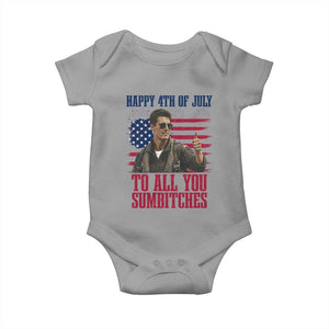 Happy 4th of July To All You Sumbitches Patriotic Graphic Baby Onesie Funny Fighter Pilot Retro Action Movie Humor Inspo TS02 Sport Gray Print Your Wear