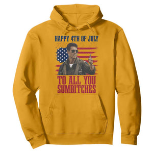 Happy 4th of July To All You Sumbitches Patriotic Graphic Hoodie Funny Fighter Pilot Retro Action Movie Humor Inspo TS02 Gold Print Your Wear