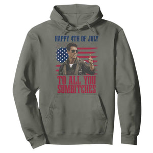 Happy 4th of July To All You Sumbitches Patriotic Graphic Hoodie Funny Fighter Pilot Retro Action Movie Humor Inspo TS02 Military Green Print Your Wear