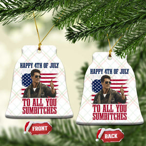 Happy 4th of July To All You Sumbitches Patriotic Graphic Ceramic Ornament Funny Fighter Pilot Retro Action Movie Humor Inspo
