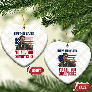 Happy 4th of July To All You Sumbitches Patriotic Graphic Ceramic Ornament Funny Fighter Pilot Retro Action Movie Humor Inspo