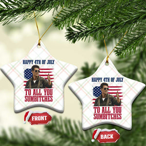 Happy 4th of July To All You Sumbitches Patriotic Graphic Ceramic Ornament Funny Fighter Pilot Retro Action Movie Humor Inspo