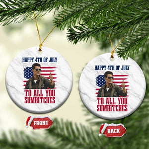Happy 4th of July To All You Sumbitches Patriotic Graphic Ceramic Ornament Funny Fighter Pilot Retro Action Movie Humor Inspo