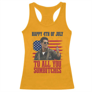 Happy 4th of July To All You Sumbitches Patriotic Graphic Racerback Tank Top Funny Fighter Pilot Retro Action Movie Humor Inspo