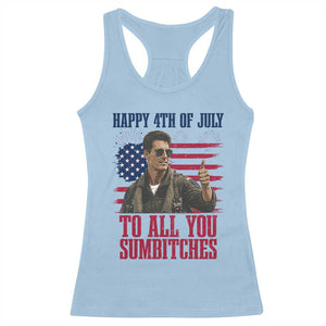 Happy 4th of July To All You Sumbitches Patriotic Graphic Racerback Tank Top Funny Fighter Pilot Retro Action Movie Humor Inspo