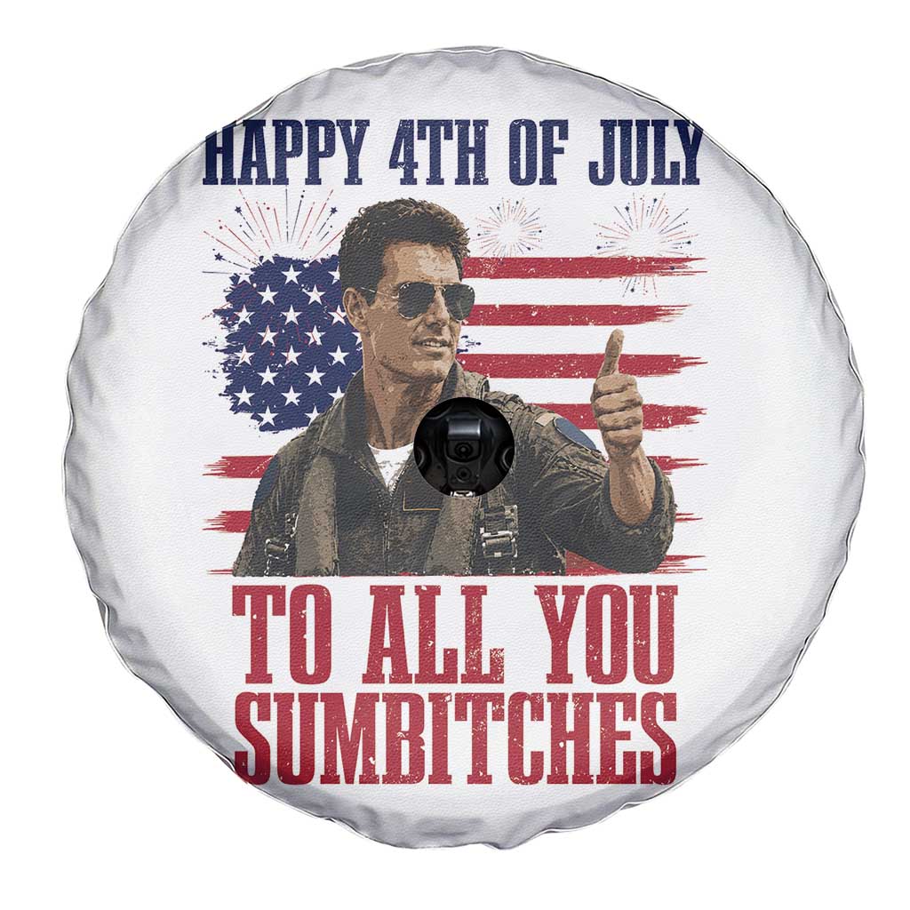 Happy 4th of July To All You Sumbitches Patriotic Graphic Spare Tire Cover Funny Fighter Pilot Retro Action Movie Humor Inspo TS02 Print Your Wear