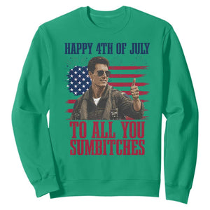 Happy 4th of July To All You Sumbitches Patriotic Graphic Sweatshirt Funny Fighter Pilot Retro Action Movie Humor Inspo