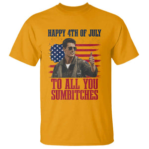 Happy 4th of July To All You Sumbitches Patriotic Graphic T Shirt Funny Fighter Pilot Retro Action Movie Humor Inspo TS02 Gold Print Your Wear