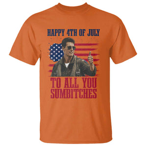 Happy 4th of July To All You Sumbitches Patriotic Graphic T Shirt Funny Fighter Pilot Retro Action Movie Humor Inspo TS02 Orange Print Your Wear