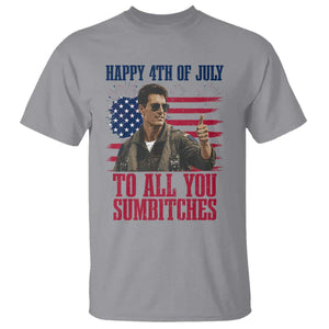 Happy 4th of July To All You Sumbitches Patriotic Graphic T Shirt Funny Fighter Pilot Retro Action Movie Humor Inspo TS02 Sport Gray Print Your Wear