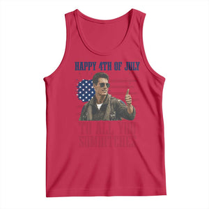 Happy 4th of July To All You Sumbitches Patriotic Graphic Tank Top Funny Fighter Pilot Retro Action Movie Humor Inspo
