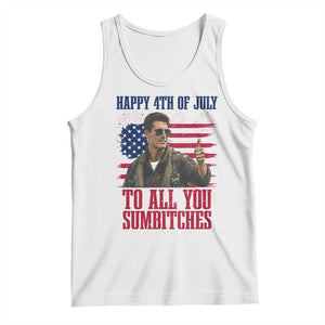 Happy 4th of July To All You Sumbitches Patriotic Graphic Tank Top Funny Fighter Pilot Retro Action Movie Humor Inspo