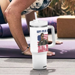 Happy 4th of July To All You Sumbitches Patriotic Graphic Tumbler With Handle Funny Fighter Pilot Retro Action Movie Humor Inspo TS02 Print Your Wear