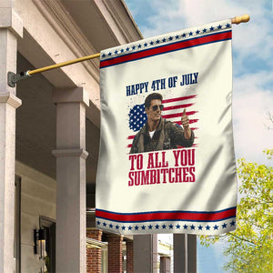 Happy 4th of July To All You Sumbitches Graphic Patriotic Garden Flag Funny Fighter Pilot Retro Action Movie Humor Inspo