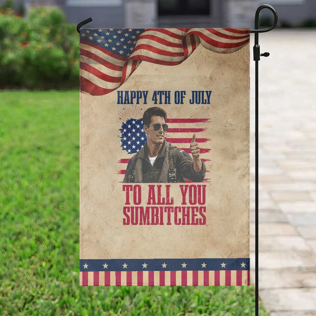 Happy 4th of July To All You Sumbitches Graphic Patriotic Garden Flag Funny Fighter Pilot Retro Action Movie Humor Inspo