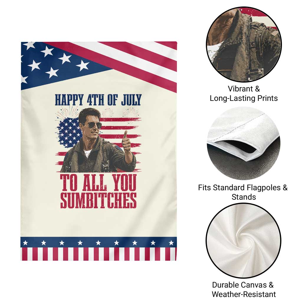 Happy 4th of July To All You Sumbitches Graphic Patriotic Garden Flag Funny Fighter Pilot Retro Action Movie Humor Inspo