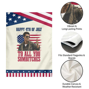 Happy 4th of July To All You Sumbitches Graphic Patriotic Garden Flag Funny Fighter Pilot Retro Action Movie Humor Inspo