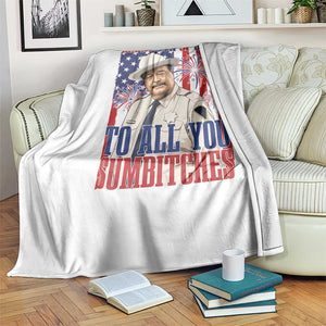 Happy 4th of July To All You Sumbitches Funny Sheriff Patriotic Graphic Throw Blanket Retro Movie Quote Inspo Country Humor TS02 Print Your Wear