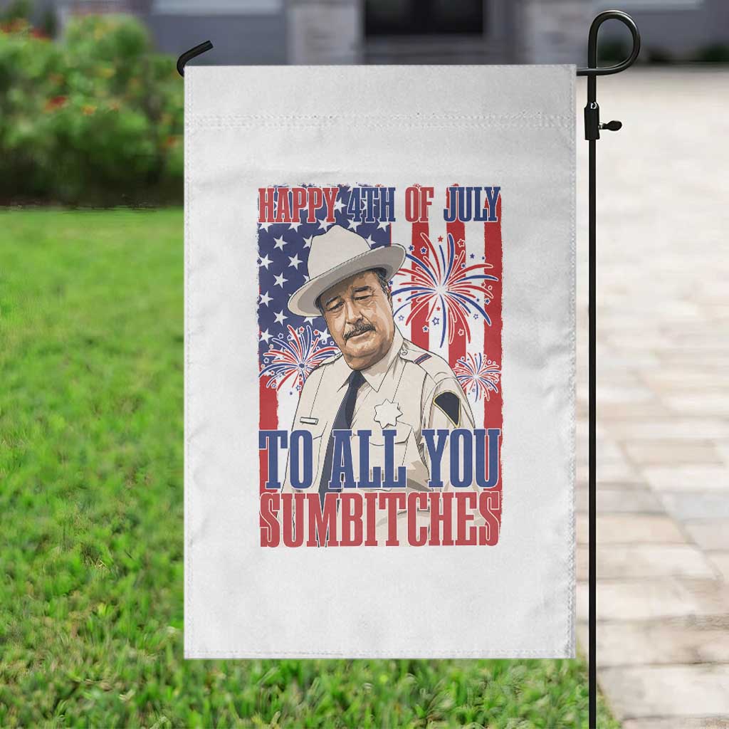 Happy 4th of July To All You Sumbitches Funny Sheriff Patriotic Graphic Garden Flag Retro Movie Quote Inspo Country Humor TS02 Print Your Wear