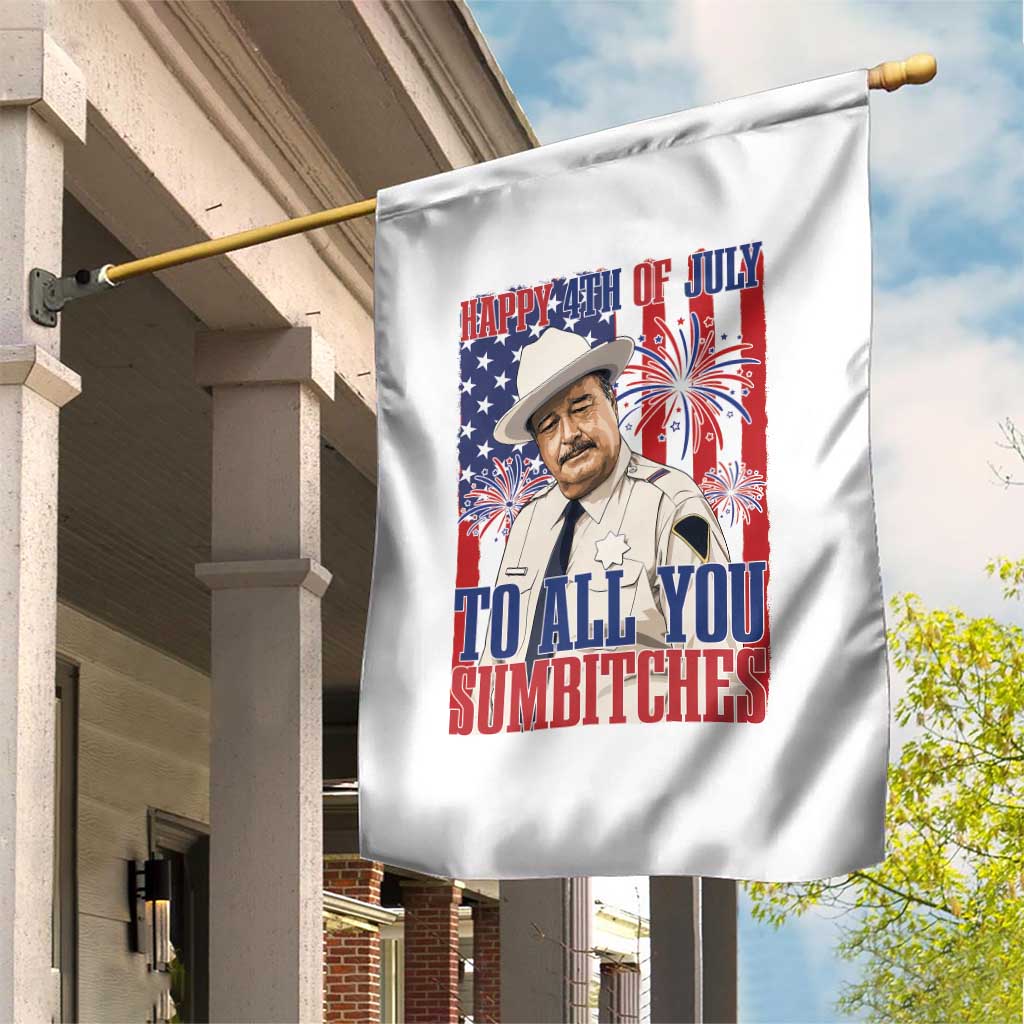 Happy 4th of July To All You Sumbitches Funny Sheriff Patriotic Graphic Garden Flag Retro Movie Quote Inspo Country Humor TS02 Print Your Wear