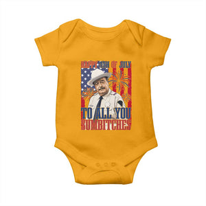 Happy 4th of July To All You Sumbitches Funny Sheriff Patriotic Graphic Baby Onesie Retro Movie Quote Inspo Country Humor TS02 Gold Print Your Wear