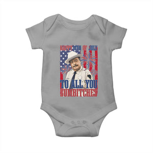 Happy 4th of July To All You Sumbitches Funny Sheriff Patriotic Graphic Baby Onesie Retro Movie Quote Inspo Country Humor TS02 Sport Gray Print Your Wear