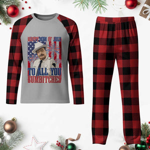 Happy 4th of July To All You Sumbitches Funny Sheriff Patriotic Graphic Plaid Pajama Set Retro Movie Quote Inspo Country Humor TS02 Buffalo Plaid Print Your Wear