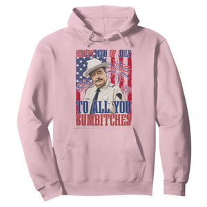 Happy 4th of July To All You Sumbitches Funny Sheriff Patriotic Graphic Hoodie Retro Movie Quote Inspo Country Humor TS02 Light Pink Print Your Wear