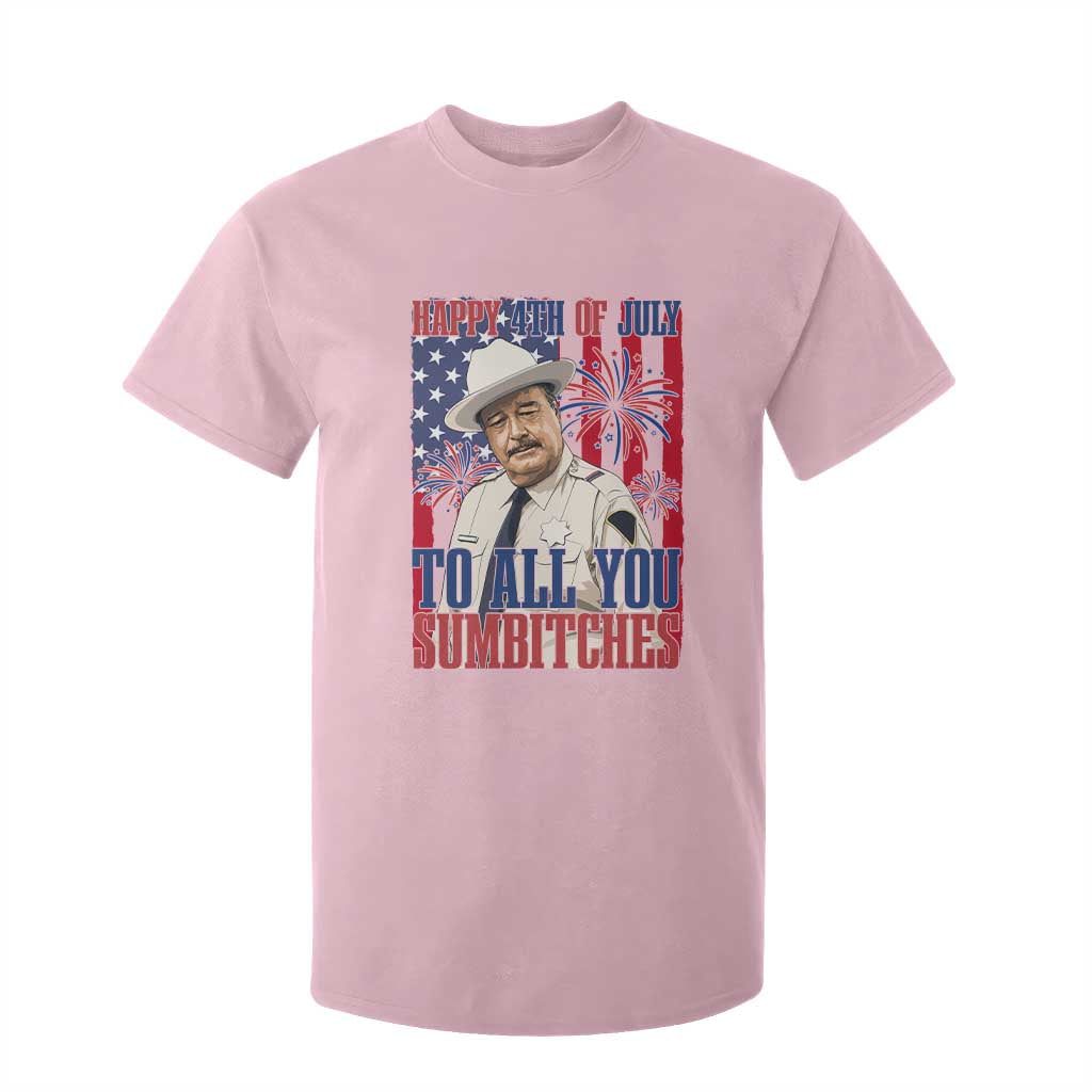 Happy 4th of July To All You Sumbitches Funny Sheriff Patriotic Graphic T Shirt For Kid Retro Movie Quote Inspo Country Humor TS02 Light Pink Print Your Wear