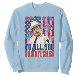 Happy 4th of July To All You Sumbitches Funny Sheriff Patriotic Graphic Sweatshirt Retro Movie Quote Inspo Country Humor TS02 Light Blue Print Your Wear