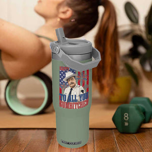 Happy 4th of July To All You Sumbitches Funny Sheriff Patriotic Graphic Flip Straw Tumbler Retro Movie Quote Inspo Country Humor TS02 One Size: 30 oz Moss Green Print Your Wear