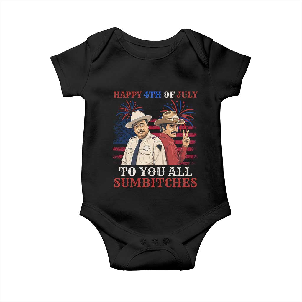 Happy 4th of July To All You Sumbitches Country Humor Baby Onesie Vintage Southern Cowboy Patriotic Graphic TS02 Black Print Your Wear